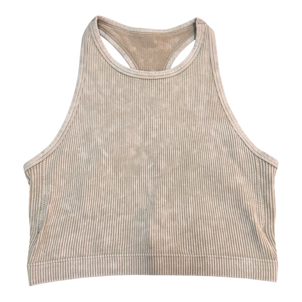 Chic Ribbed Tan Crop Top Bra